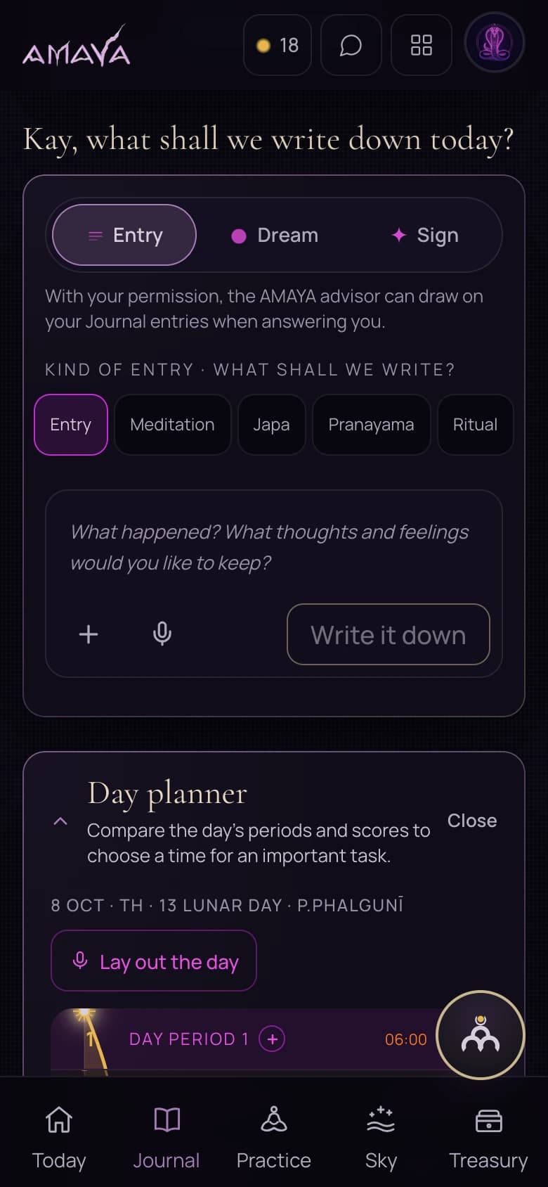 The live Journal screen on a phone.